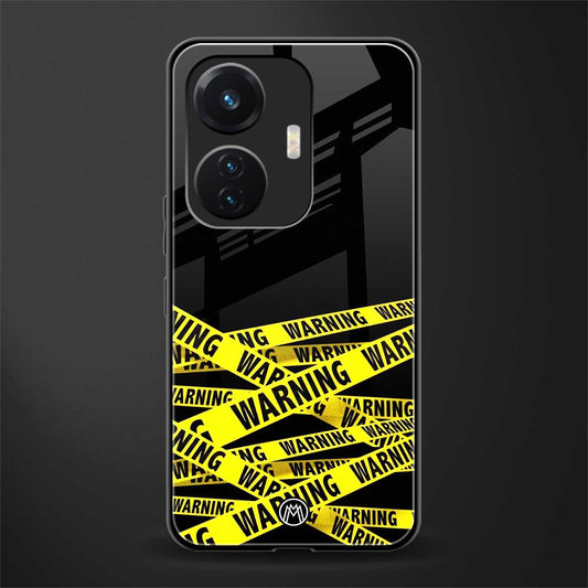 warning tape back phone cover | glass case for vivo t1 44w 4g