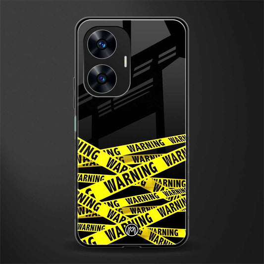 warning tape back phone cover | glass case for realme c55