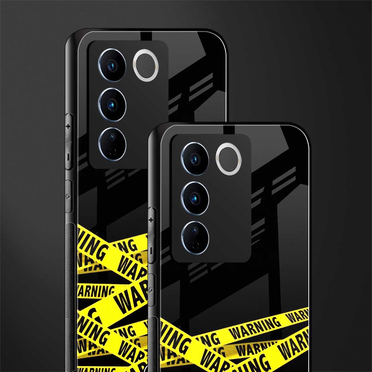 warning tape back phone cover | glass case for vivo v27 pro 5g