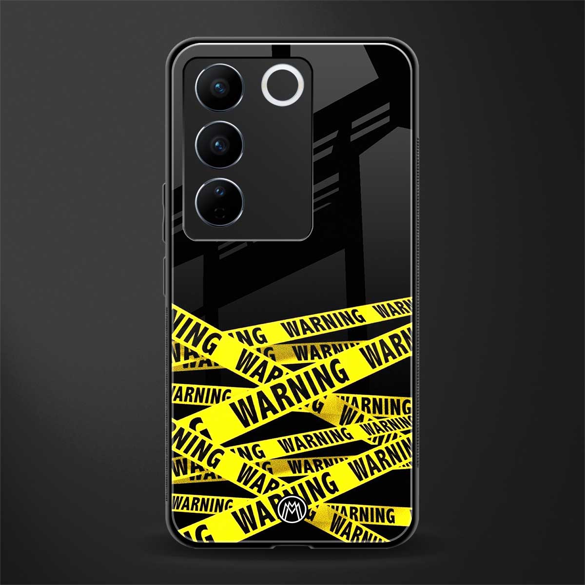 warning tape back phone cover | glass case for vivo v27 pro 5g