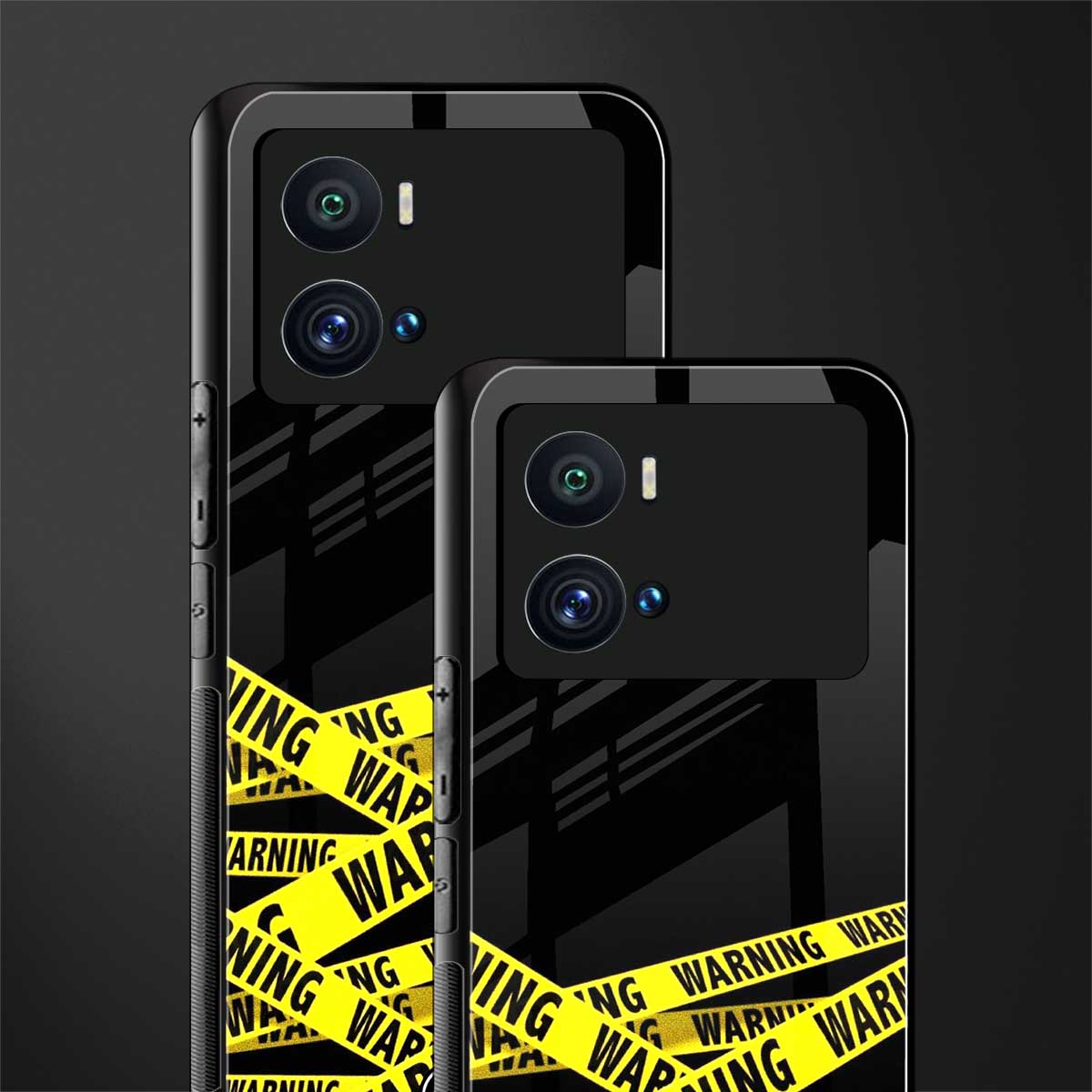 warning tape back phone cover | glass case for iQOO 9 Pro