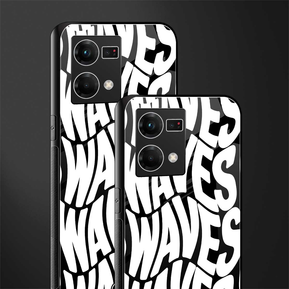 waves back phone cover | glass case for oppo f21 pro 4g