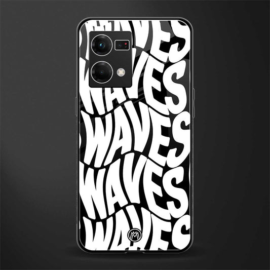 waves back phone cover | glass case for oppo f21 pro 4g
