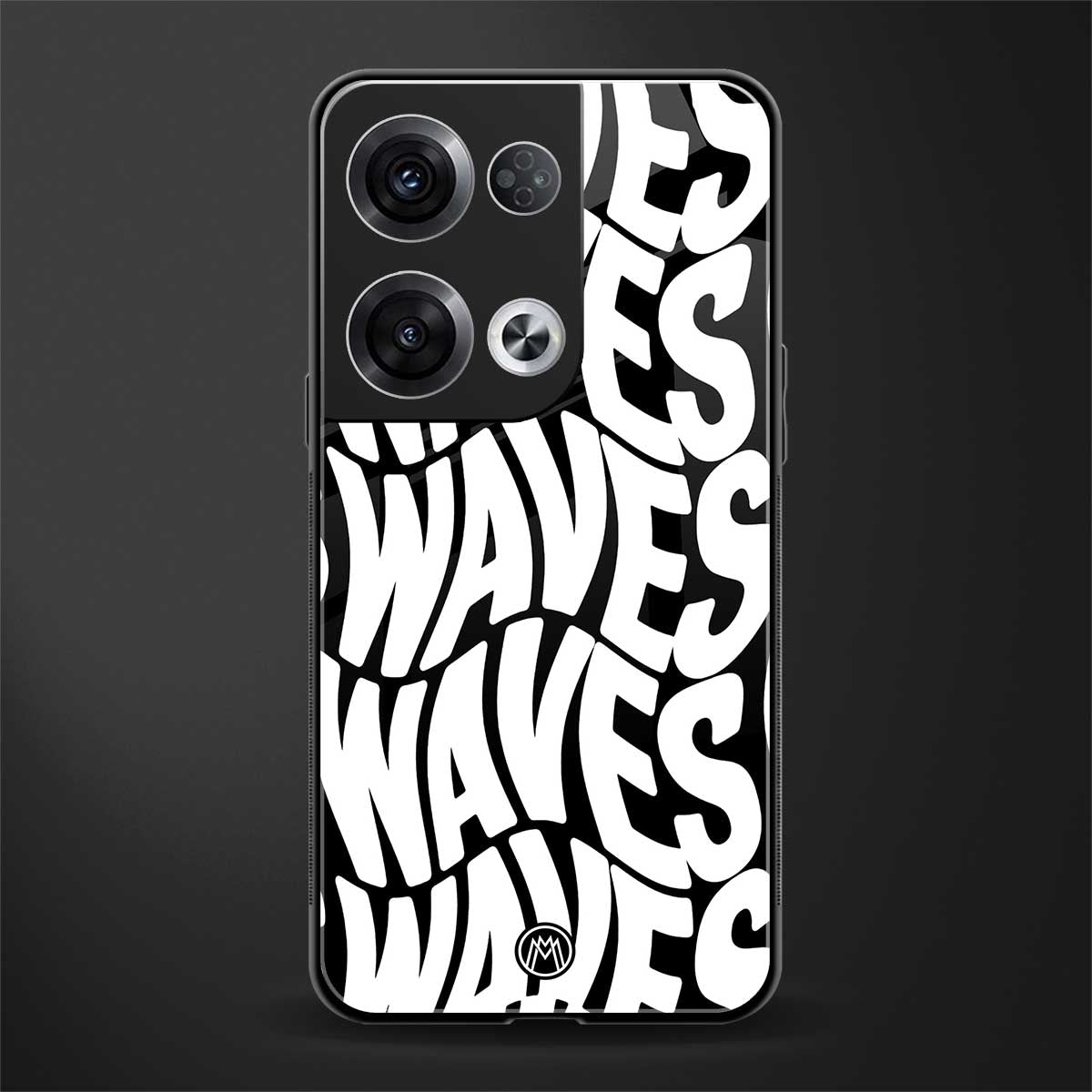 waves back phone cover | glass case for oppo reno 8