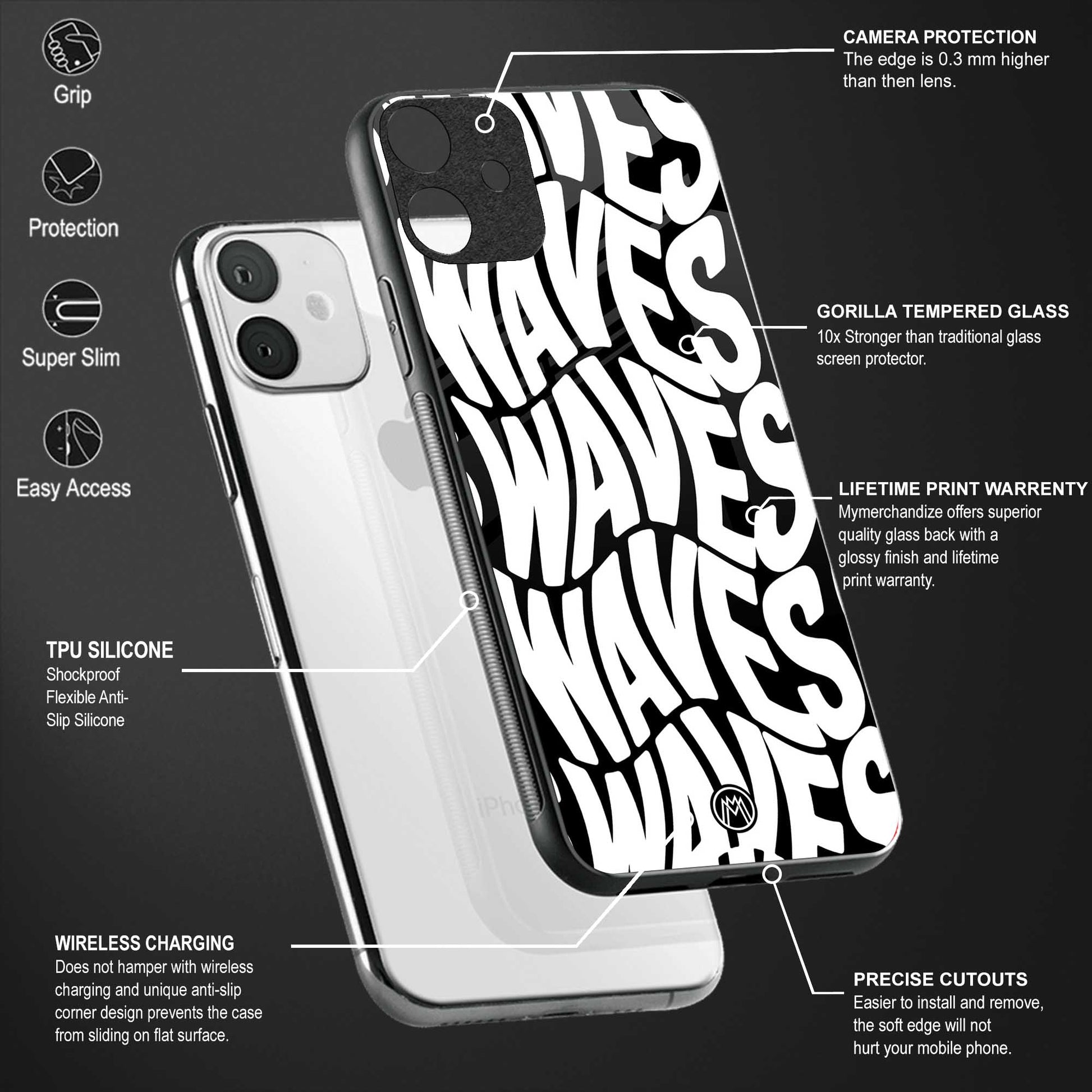 waves back phone cover | glass case for samsung galaxy a33 5g