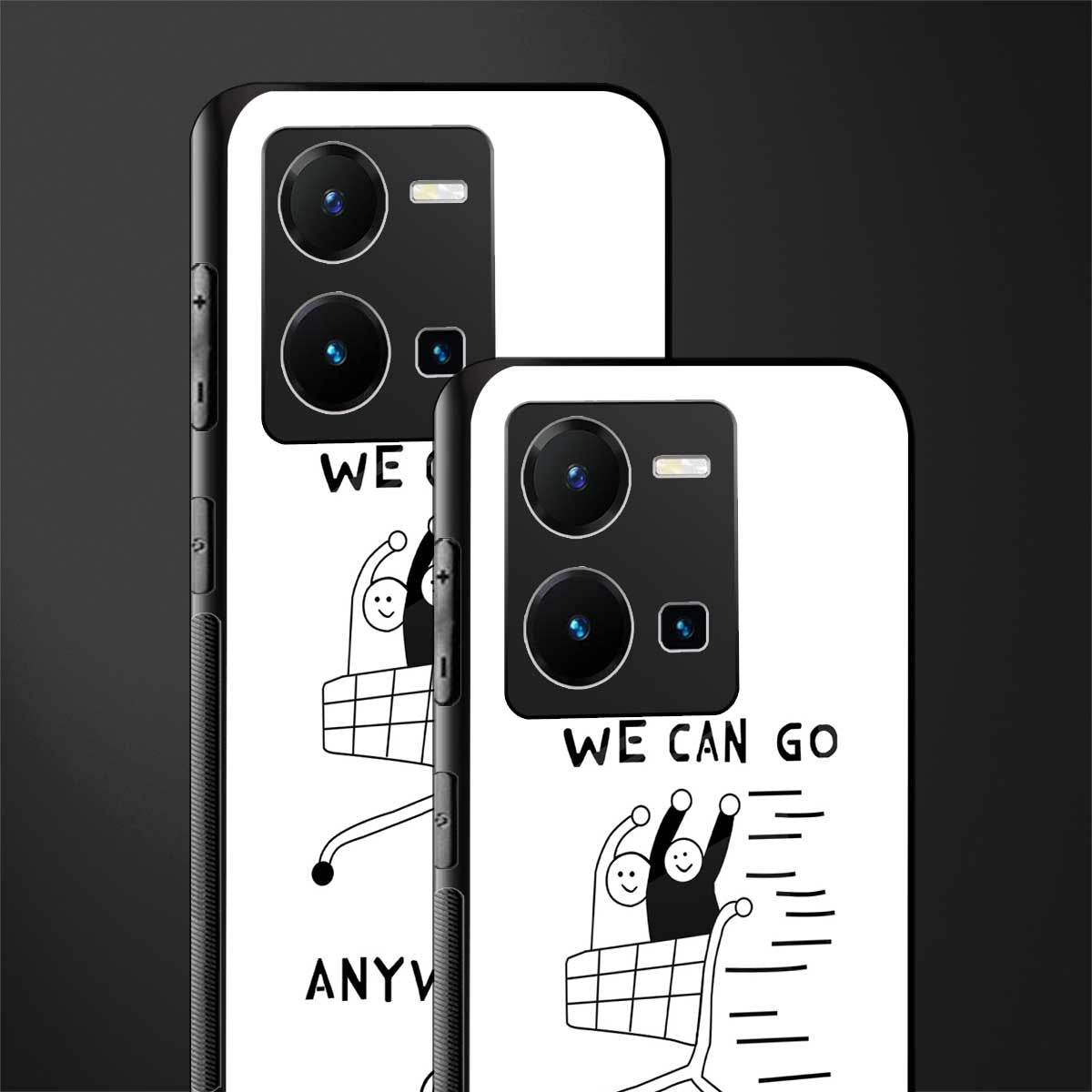 we can go anywhere back phone cover | glass case for vivo y35 4g
