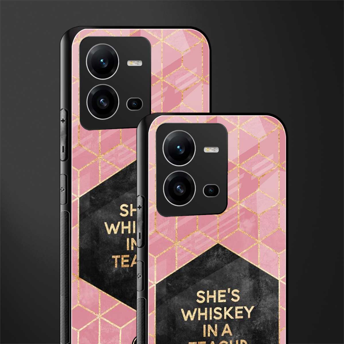 whiskey in a teacup back phone cover | glass case for vivo v25-5g