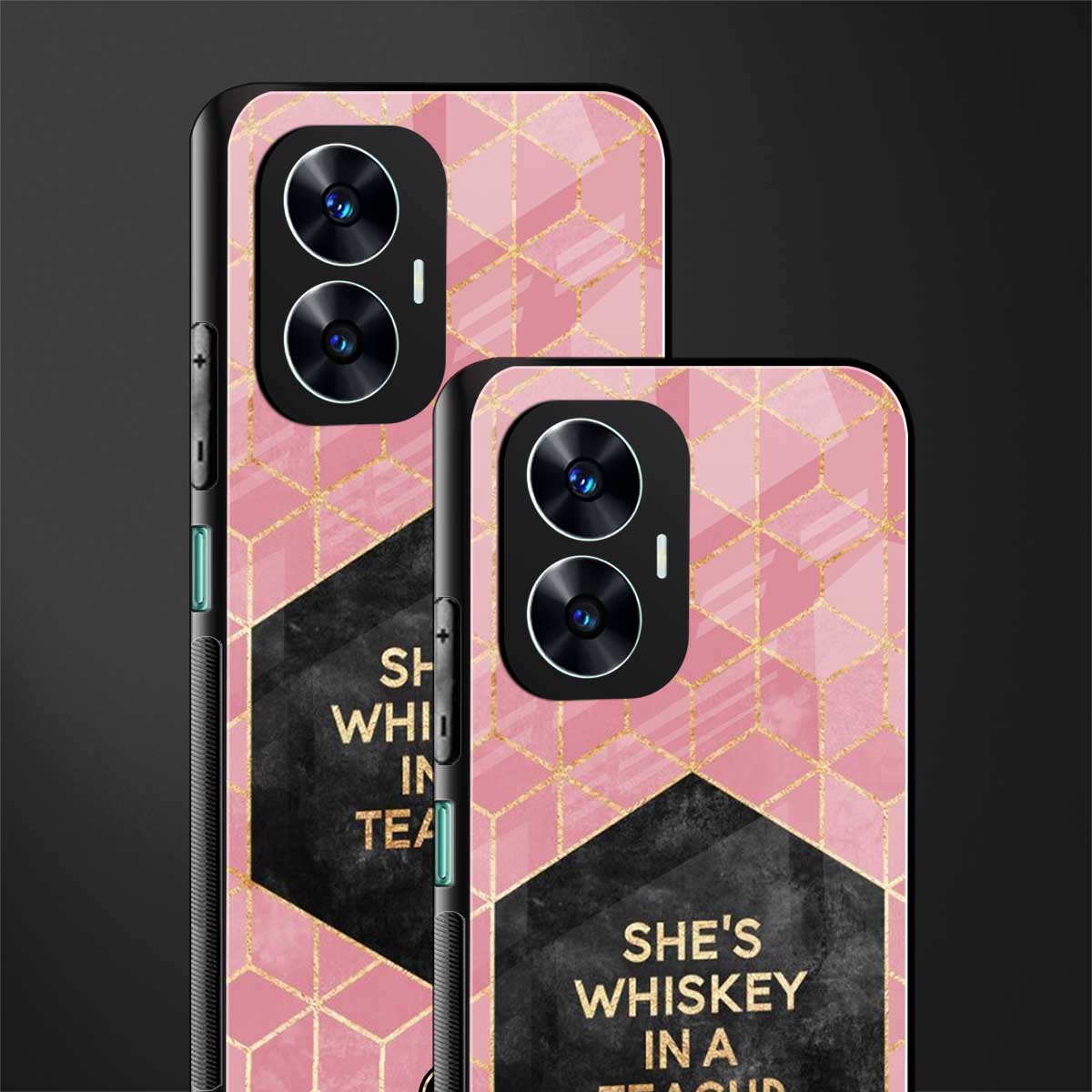 whiskey in a teacup back phone cover | glass case for realme c55