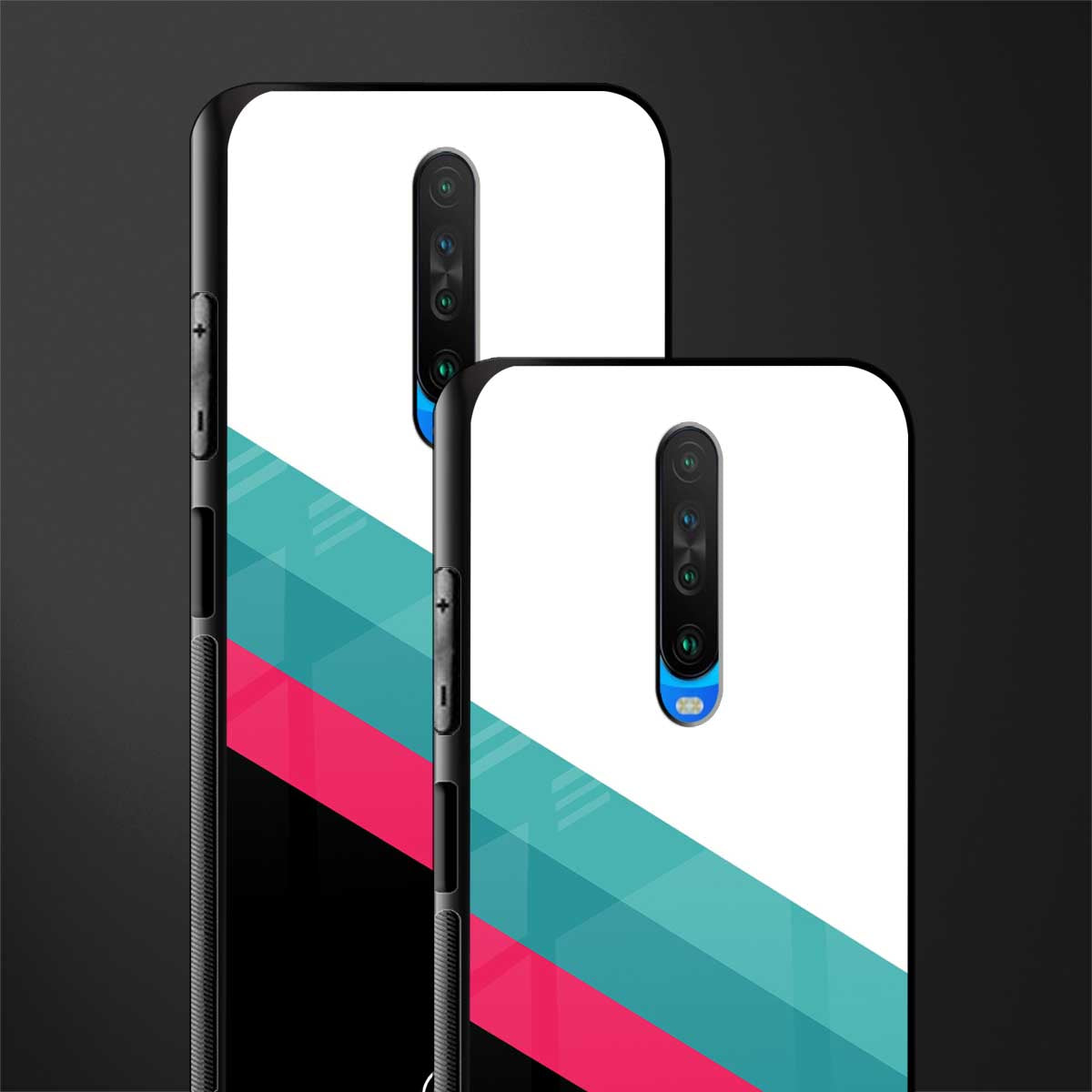 white green red pattern stripes glass case for poco x2 image-2