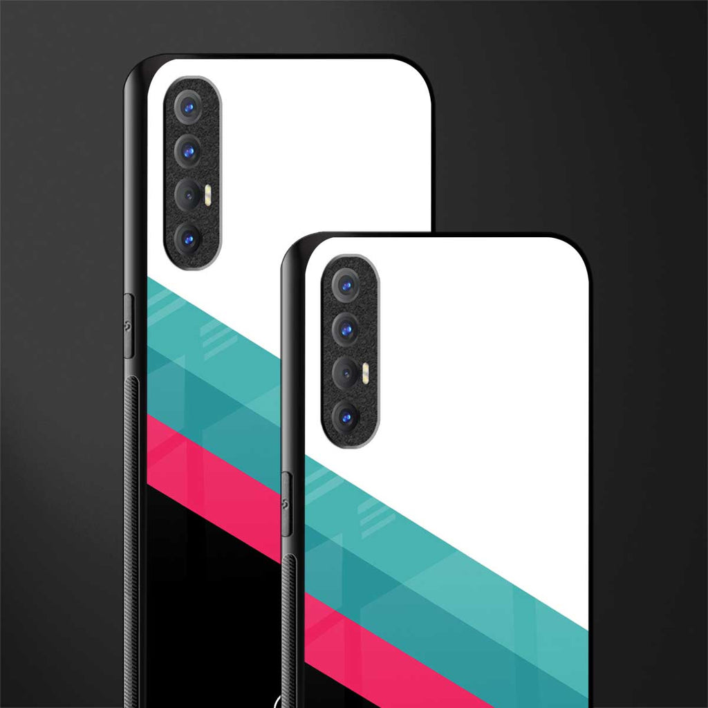 white green red pattern stripes glass case for oppo reno 3 pro image-2