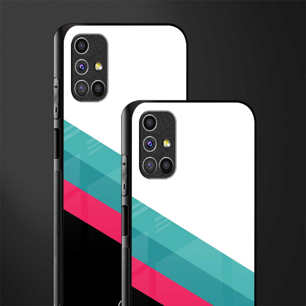white green red pattern stripes glass case for samsung galaxy m31s image-2