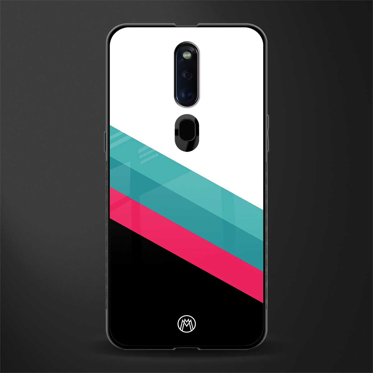 white green red pattern stripes glass case for oppo f11 pro image
