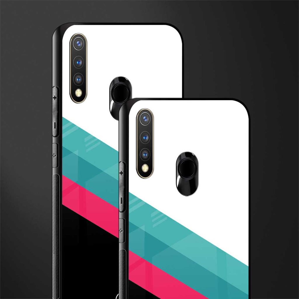 white green red pattern stripes glass case for vivo y19 image-2