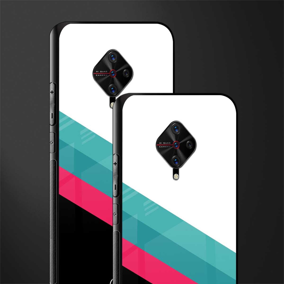 white green red pattern stripes glass case for vivo s1 pro image-2