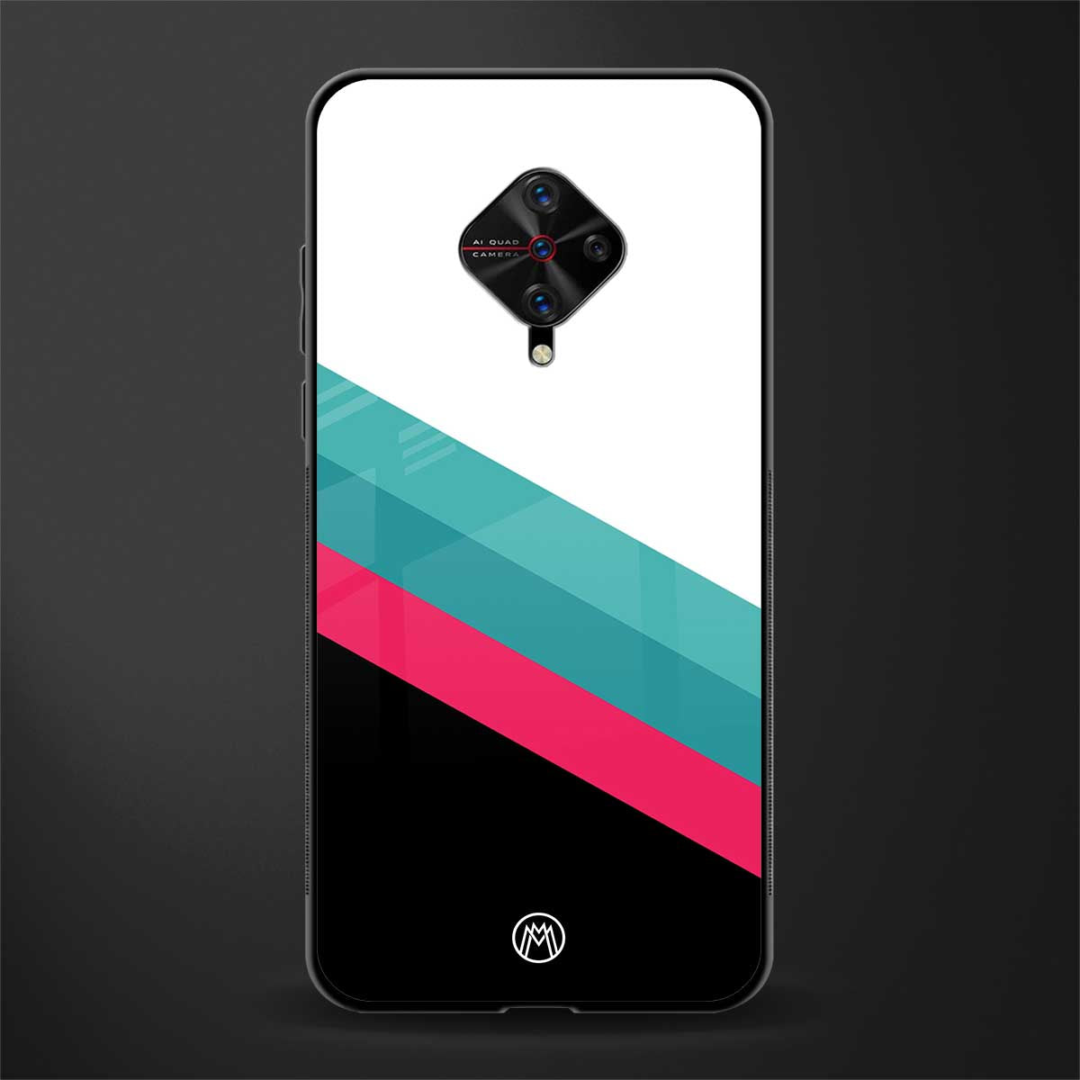 white green red pattern stripes glass case for vivo s1 pro image