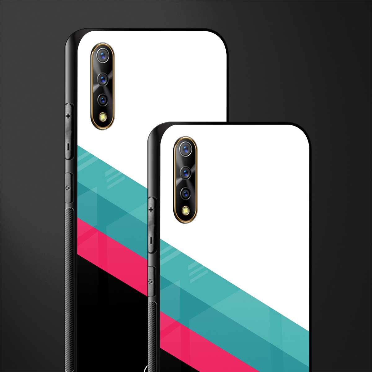 white green red pattern stripes glass case for vivo s1 image-2