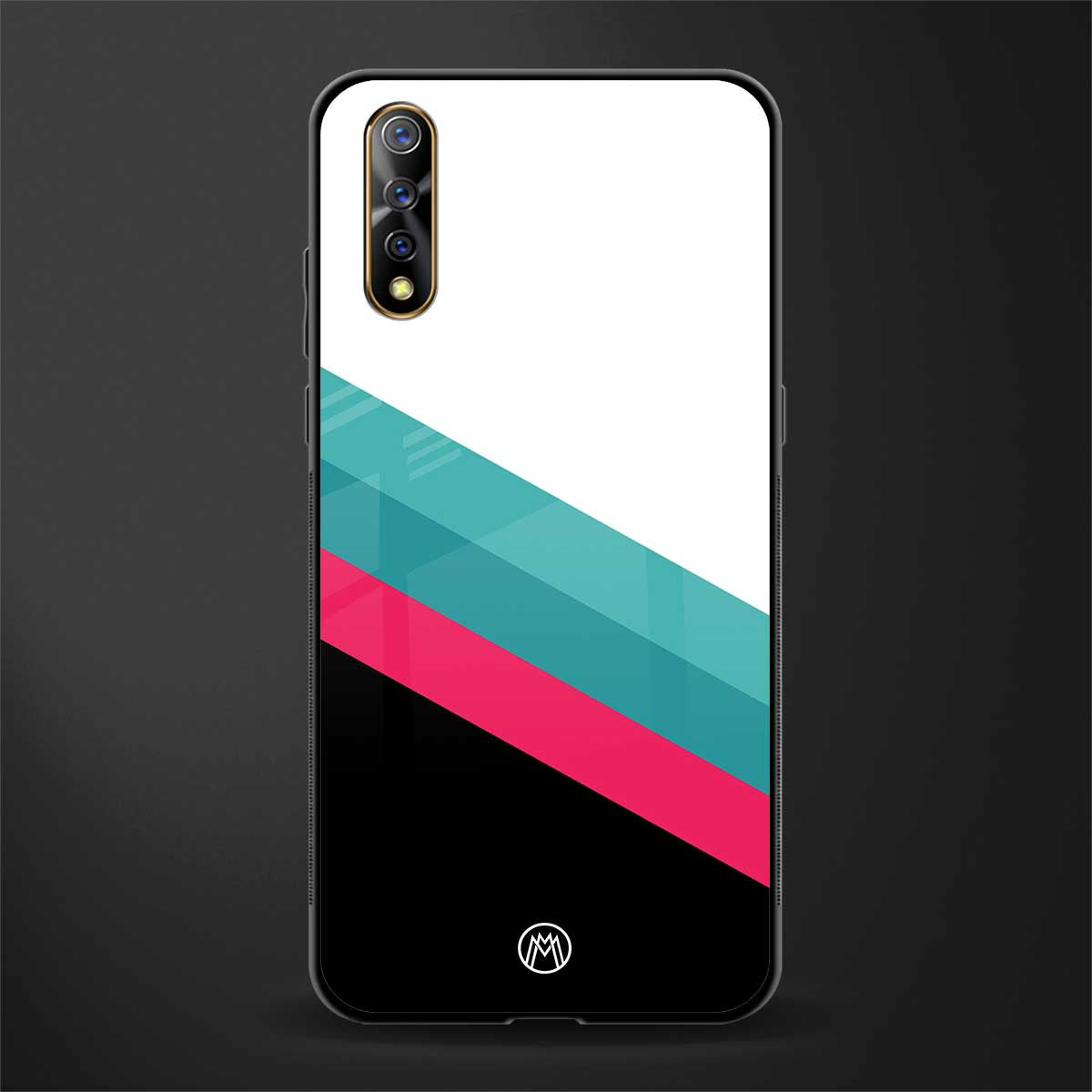 white green red pattern stripes glass case for vivo s1 image