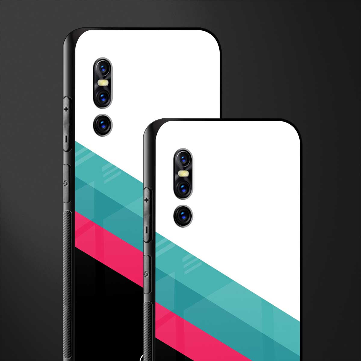 white green red pattern stripes glass case for vivo v15 pro image-2