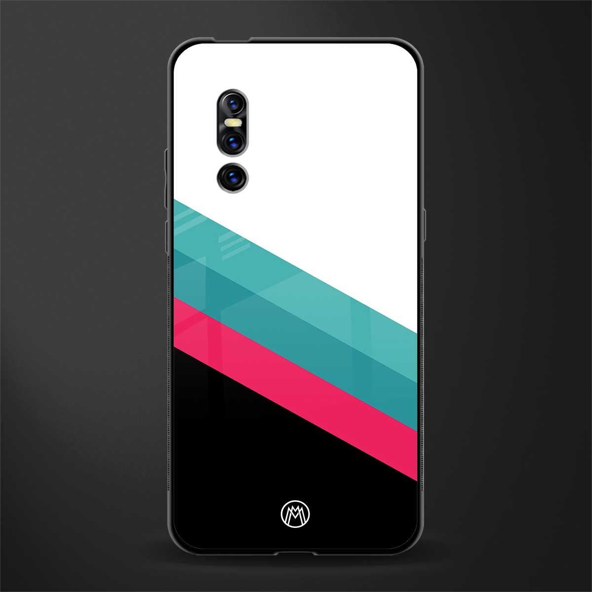 white green red pattern stripes glass case for vivo v15 pro image