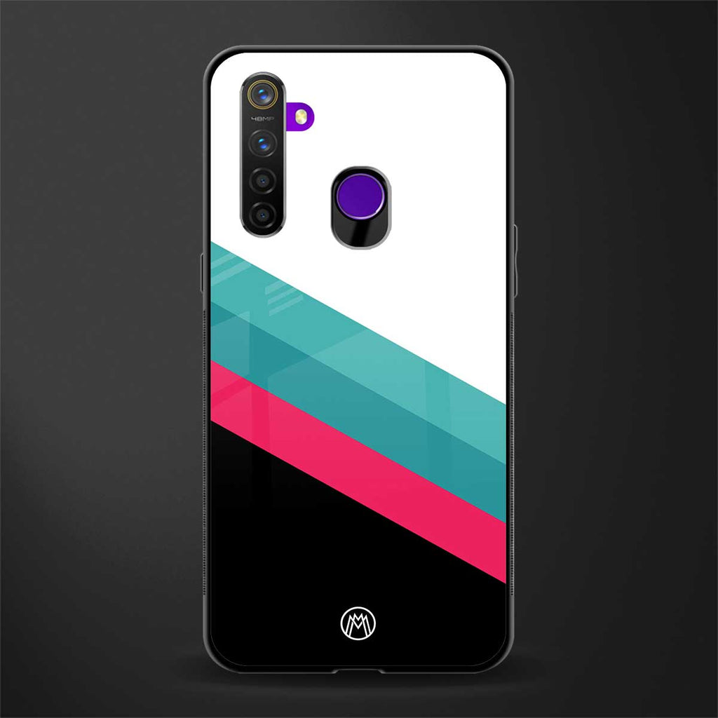white green red pattern stripes glass case for realme 5 image