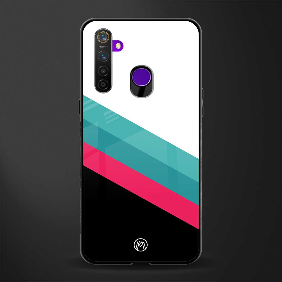 white green red pattern stripes glass case for realme 5 image