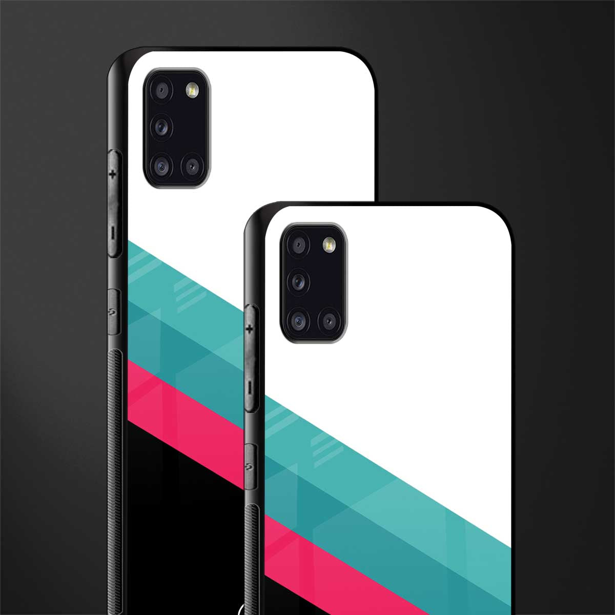 white green red pattern stripes glass case for samsung galaxy a31 image-2