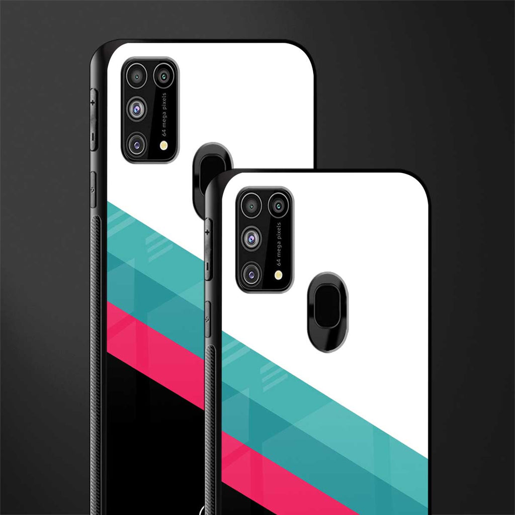 white green red pattern stripes glass case for samsung galaxy m31 prime edition image-2