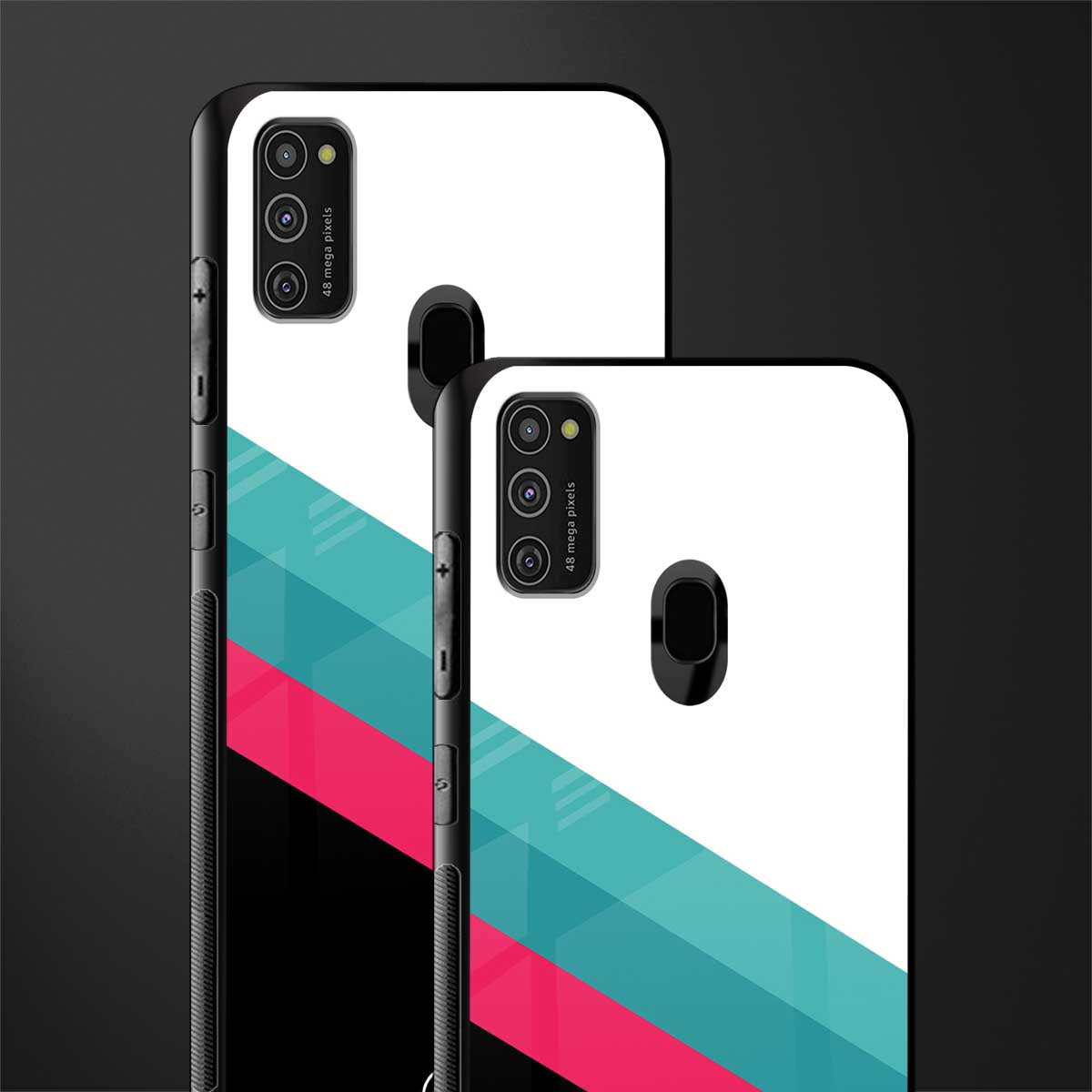 white green red pattern stripes glass case for samsung galaxy m30s image-2