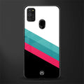 white green red pattern stripes glass case for samsung galaxy m21 image