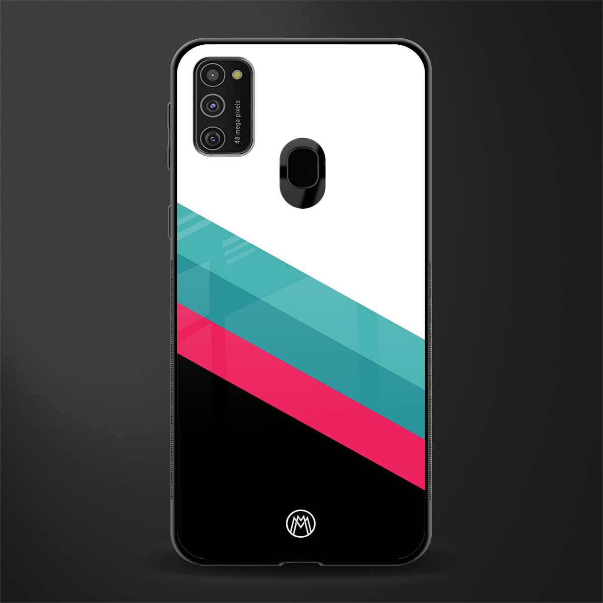 white green red pattern stripes glass case for samsung galaxy m21 image