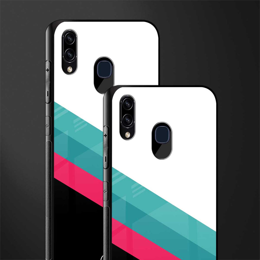 white green red pattern stripes glass case for samsung galaxy m10s image-2