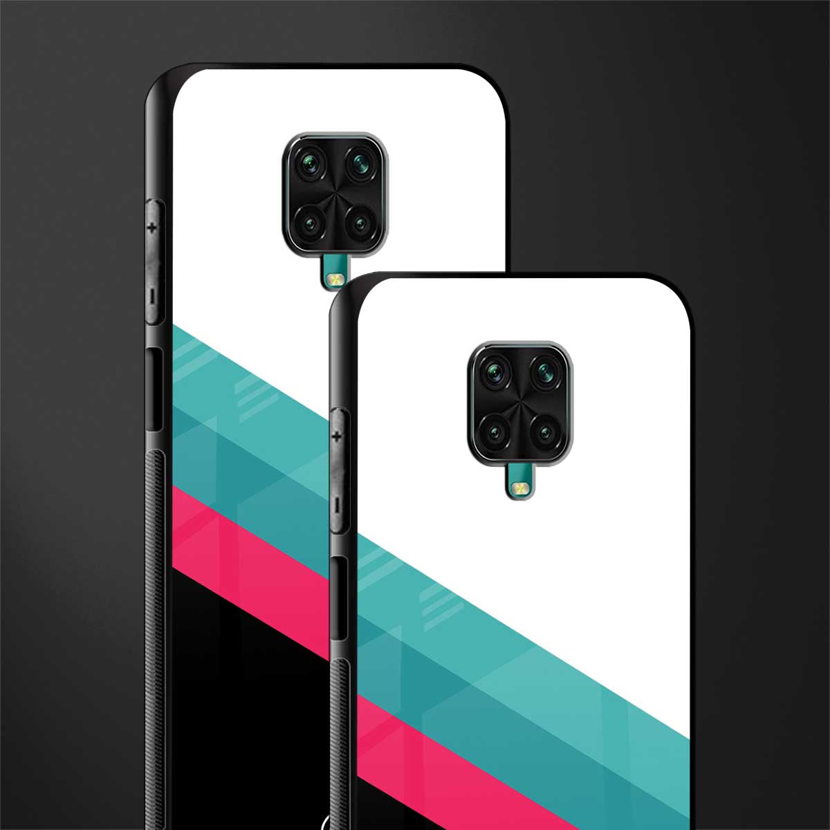 white green red pattern stripes glass case for redmi note 9 pro image-2