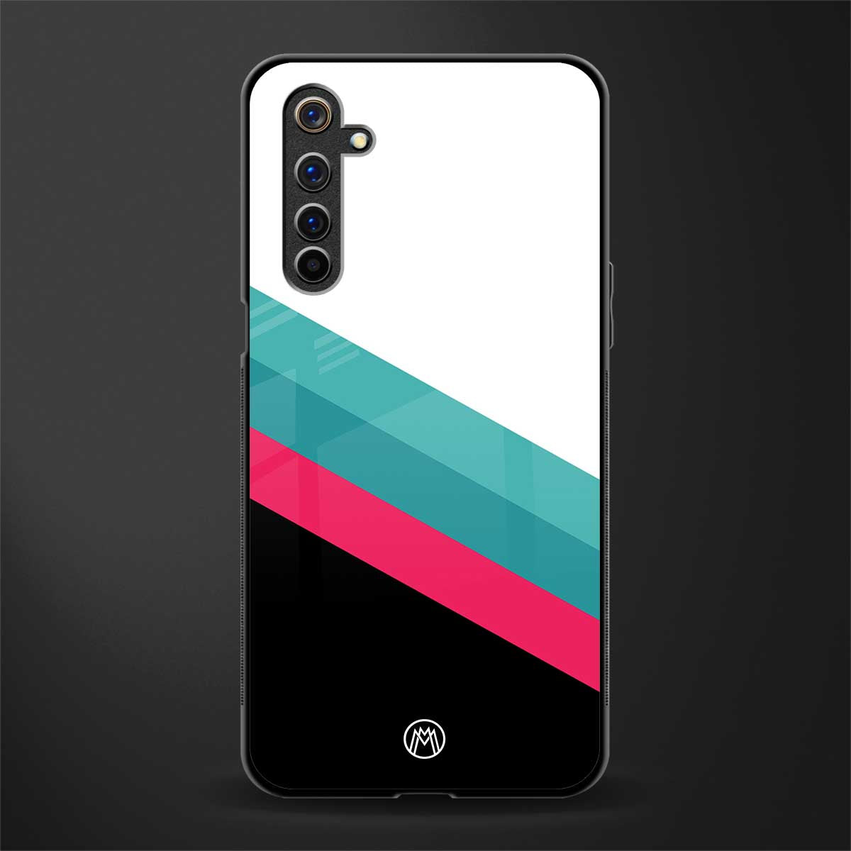 white green red pattern stripes glass case for realme 6 pro image