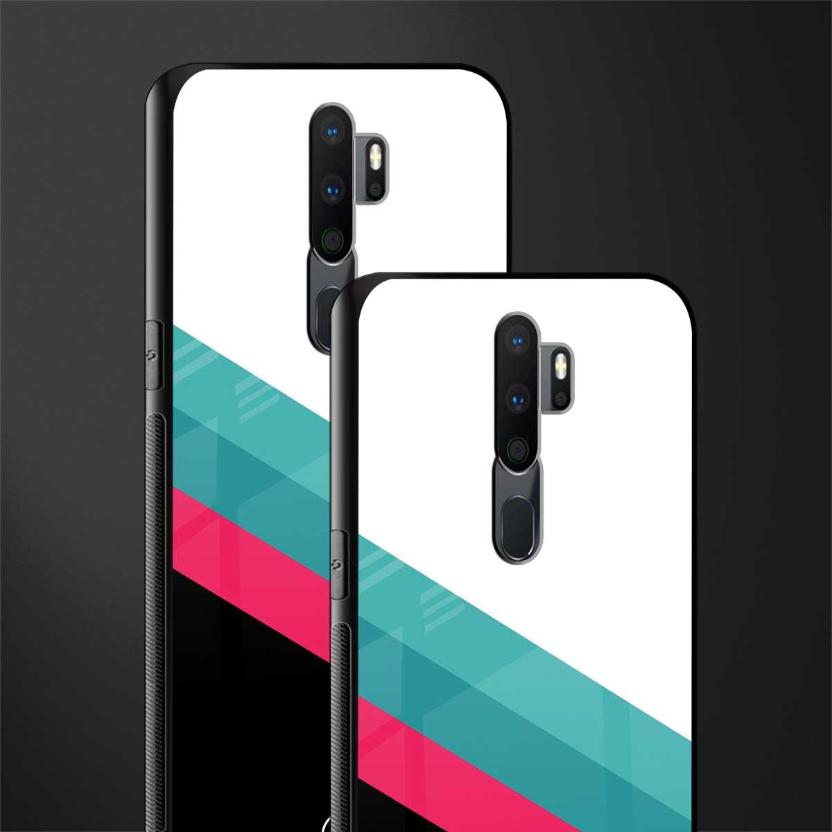 white green red pattern stripes glass case for oppo a5 2020 image-2