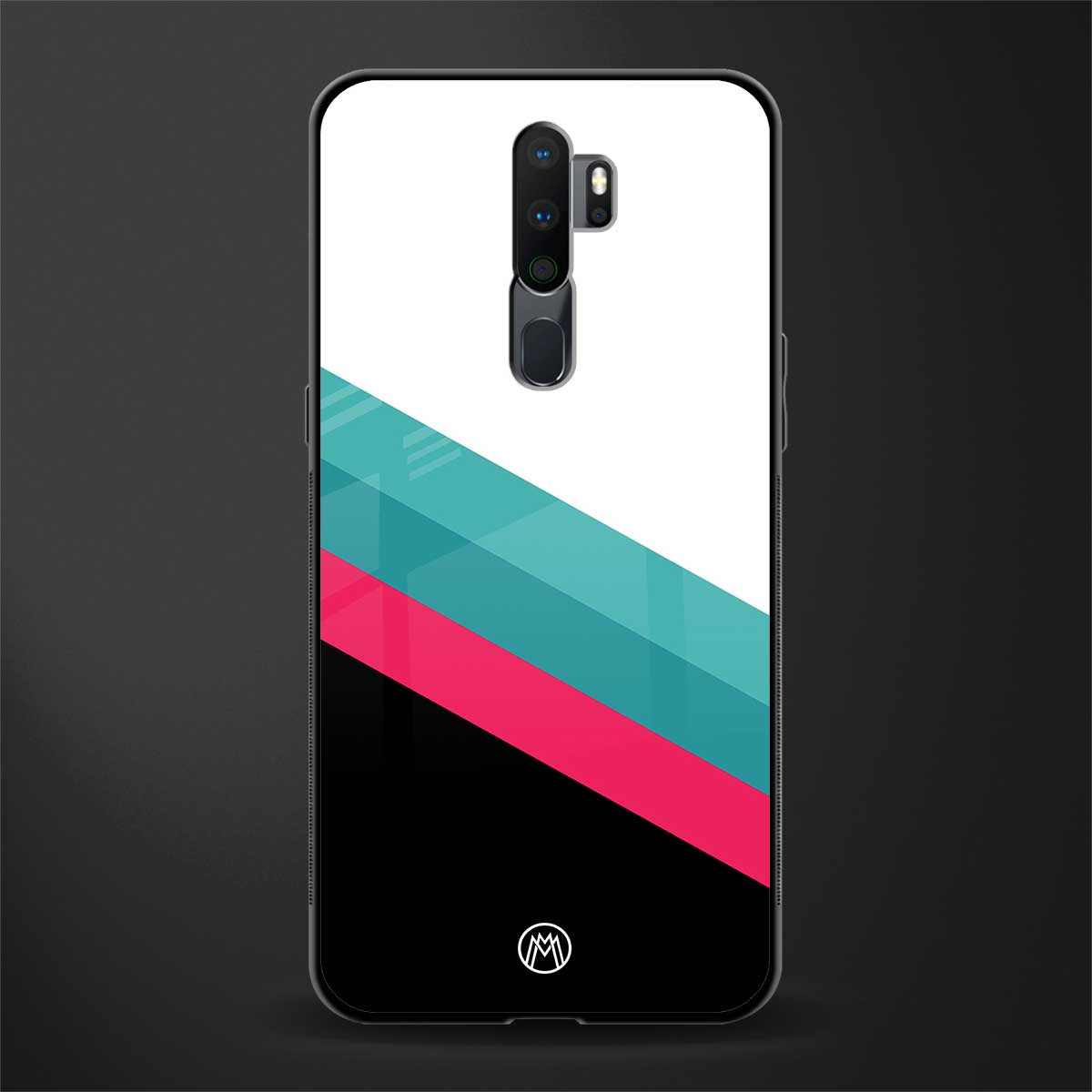 white green red pattern stripes glass case for oppo a9 2020 image