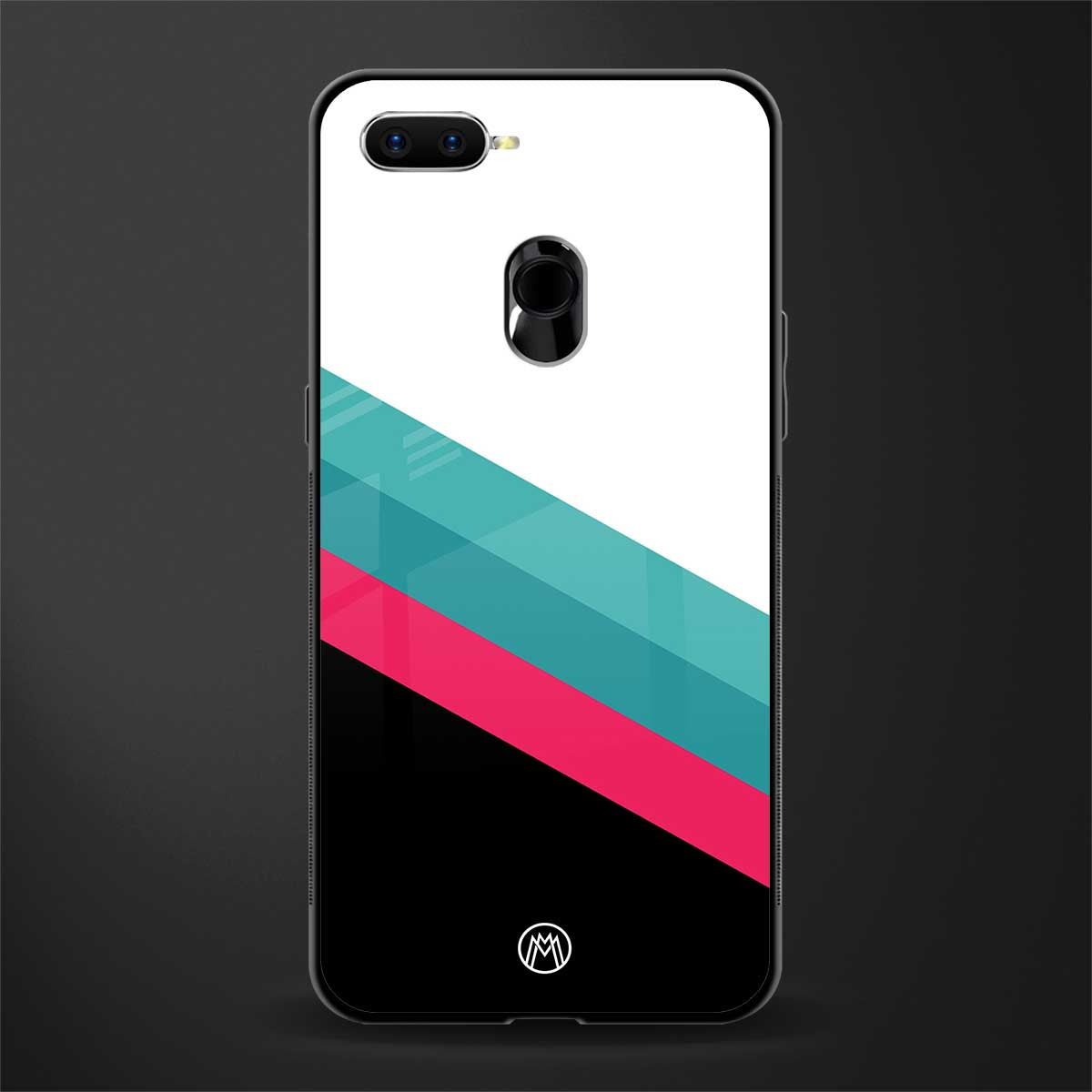 white green red pattern stripes glass case for oppo a12 image