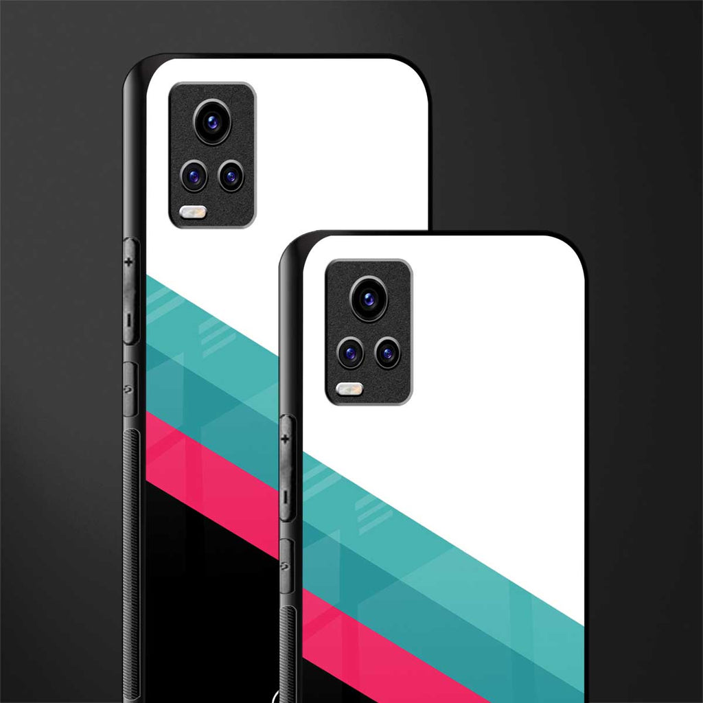 white green red pattern stripes back phone cover | glass case for vivo y73