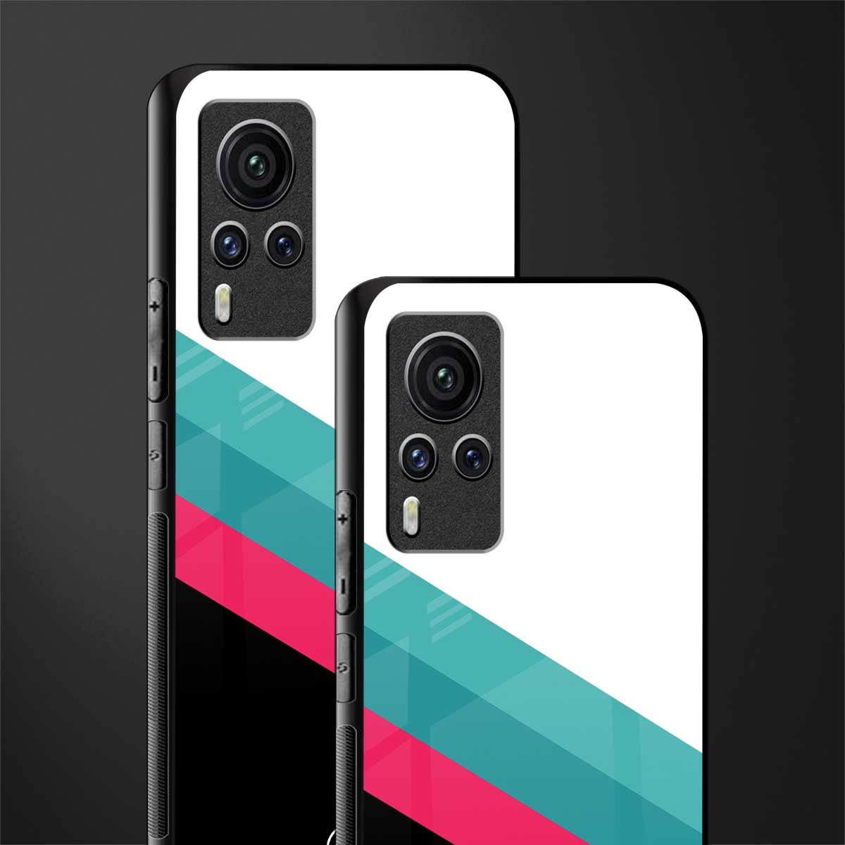 white green red pattern stripes glass case for vivo x60 pro image-2