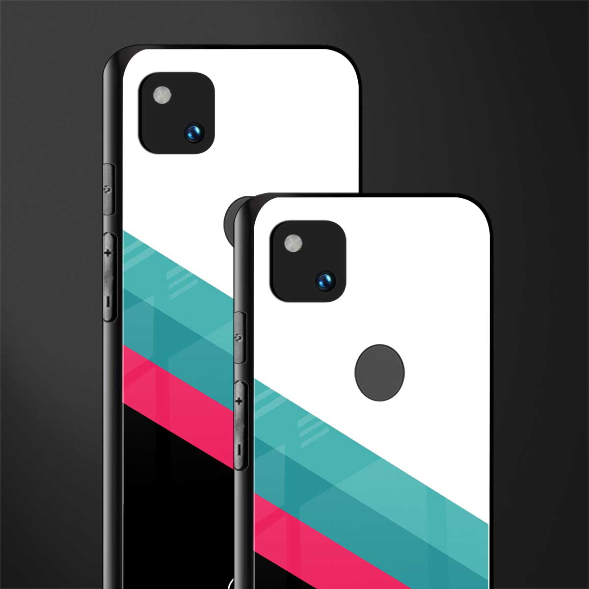 white green red pattern stripes back phone cover | glass case for google pixel 4a 4g