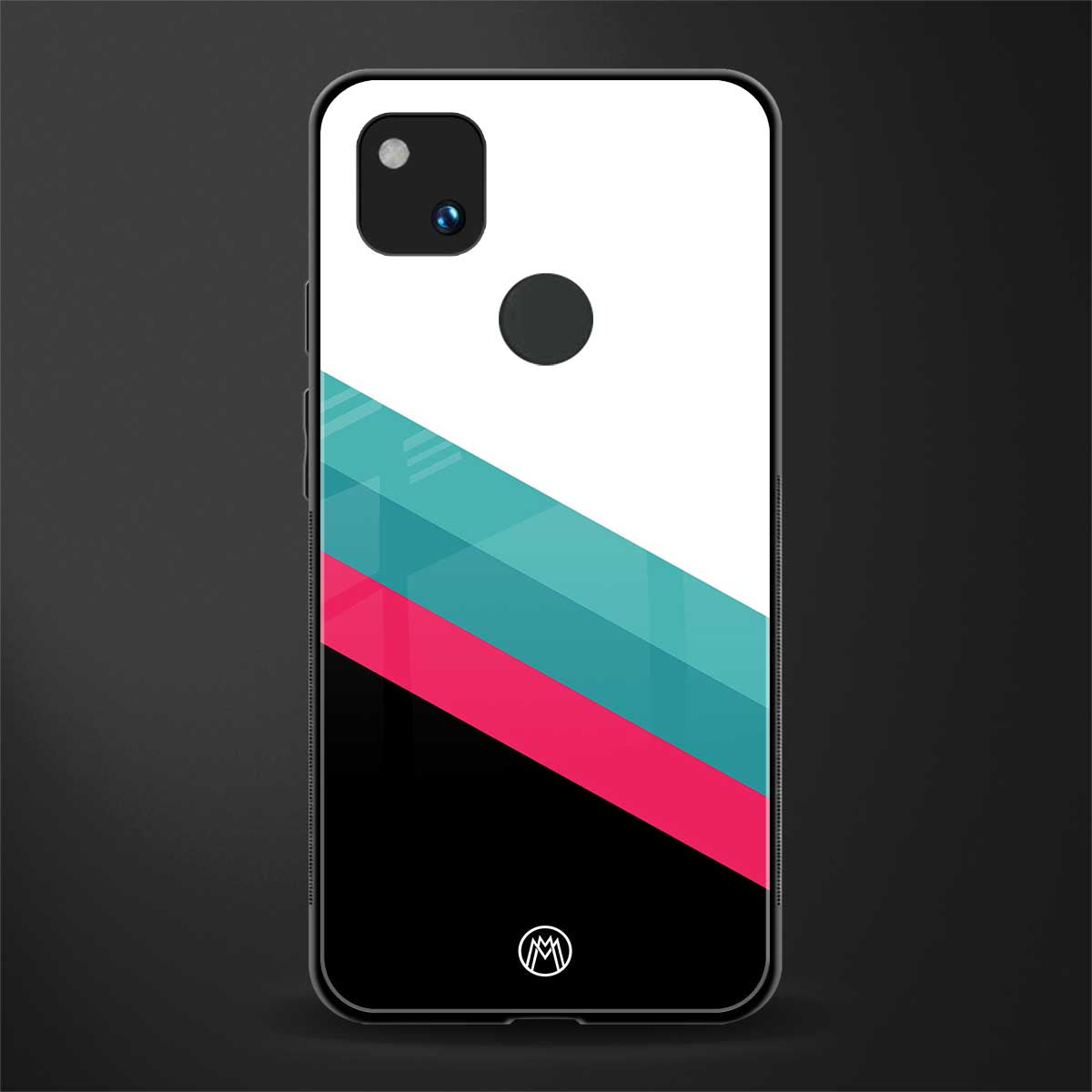white green red pattern stripes back phone cover | glass case for google pixel 4a 4g
