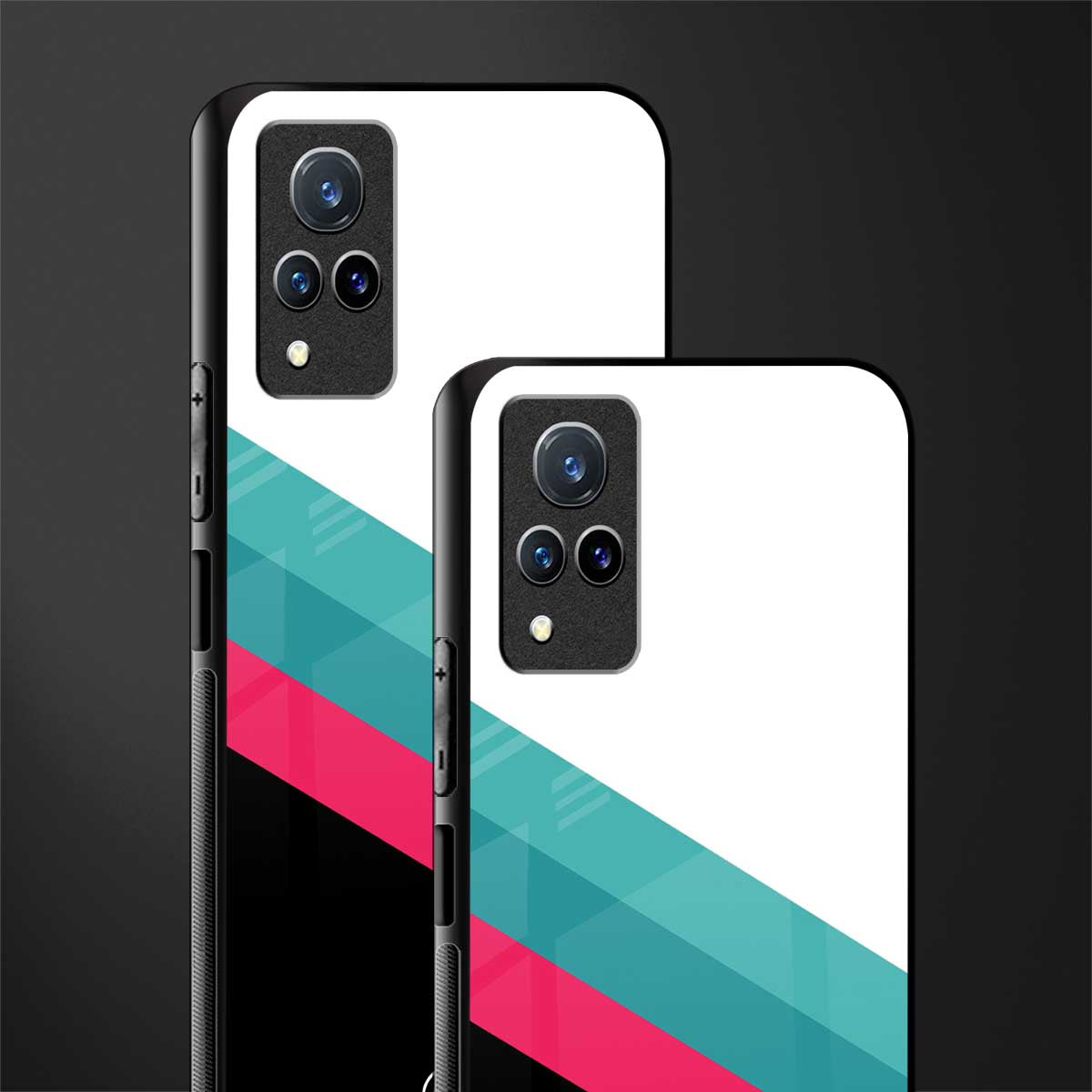 white green red pattern stripes glass case for vivo v21 5g image-2