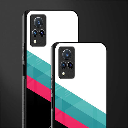 white green red pattern stripes glass case for vivo v21 5g image-2