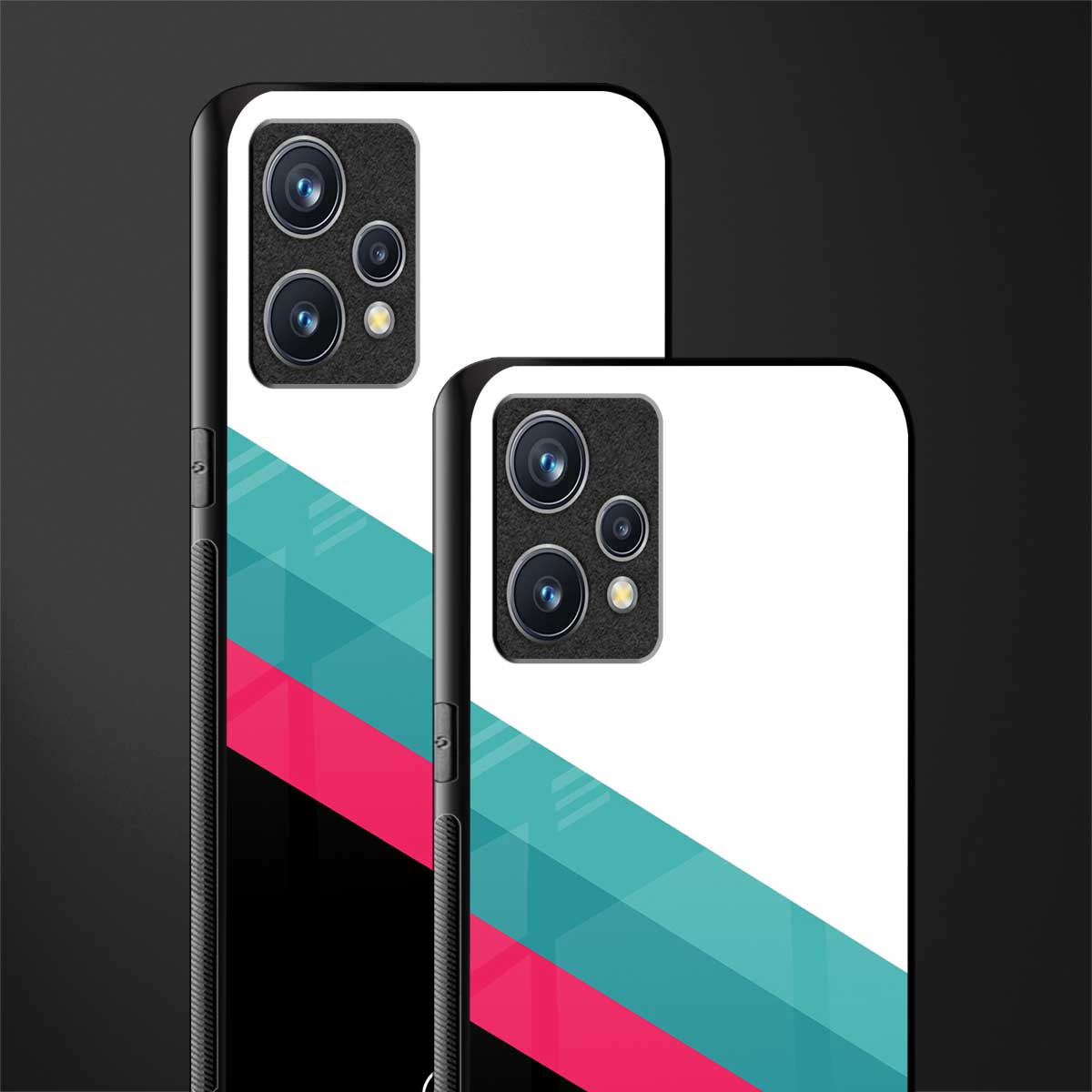 white green red pattern stripes glass case for realme 9 4g image-2