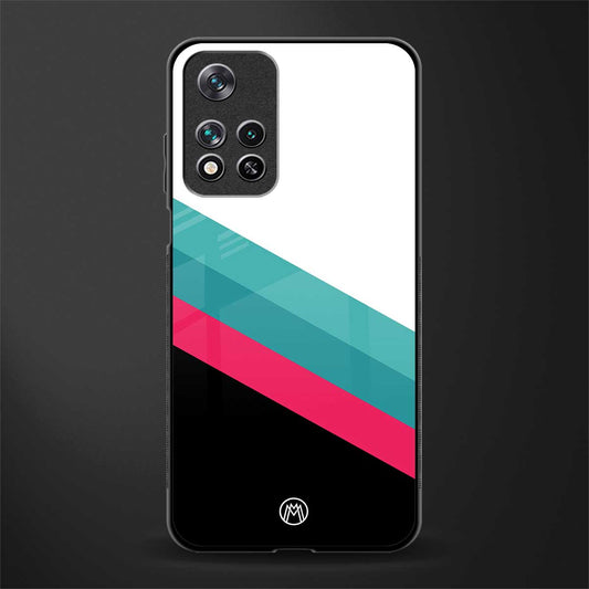 white green red pattern stripes glass case for poco m4 pro 5g image