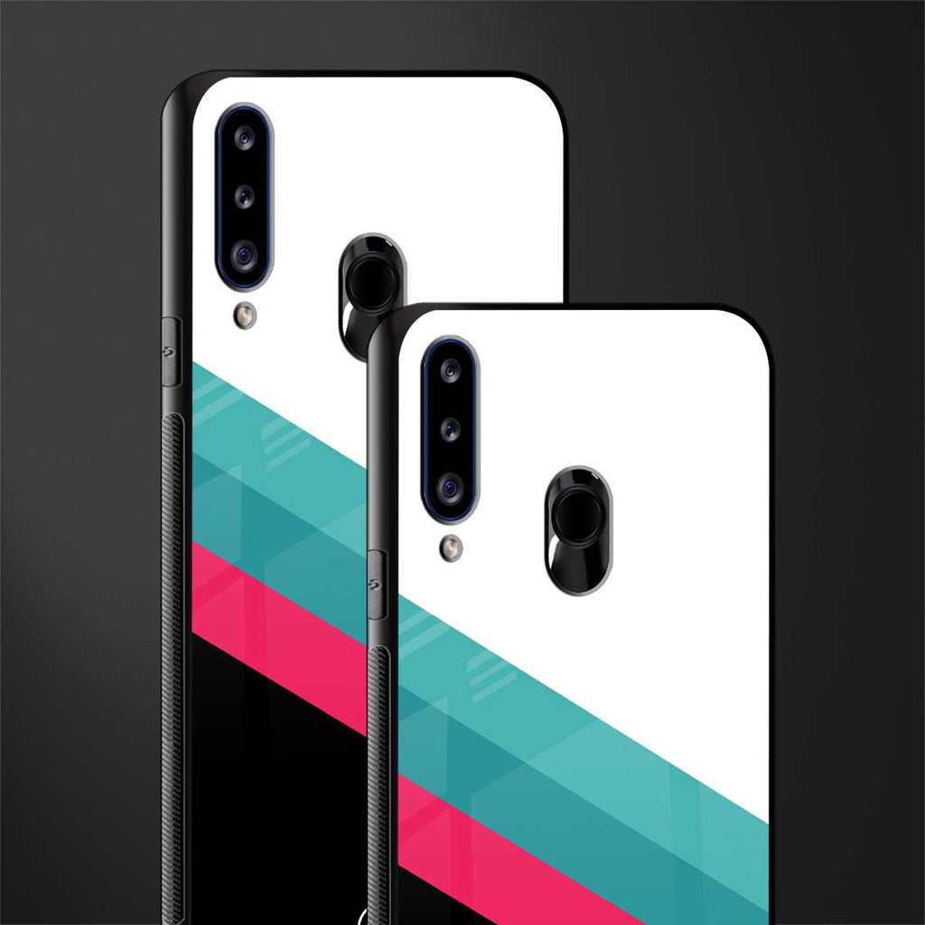 white green red pattern stripes glass case for samsung galaxy a20s image-2