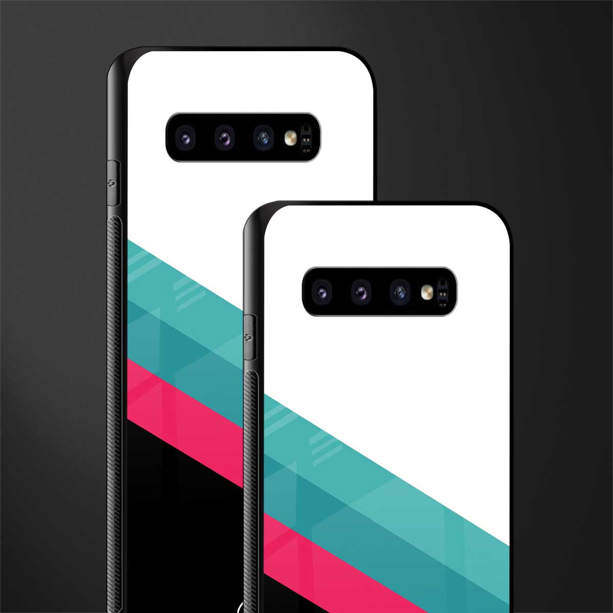 white green red pattern stripes glass case for samsung galaxy s10 plus image-2