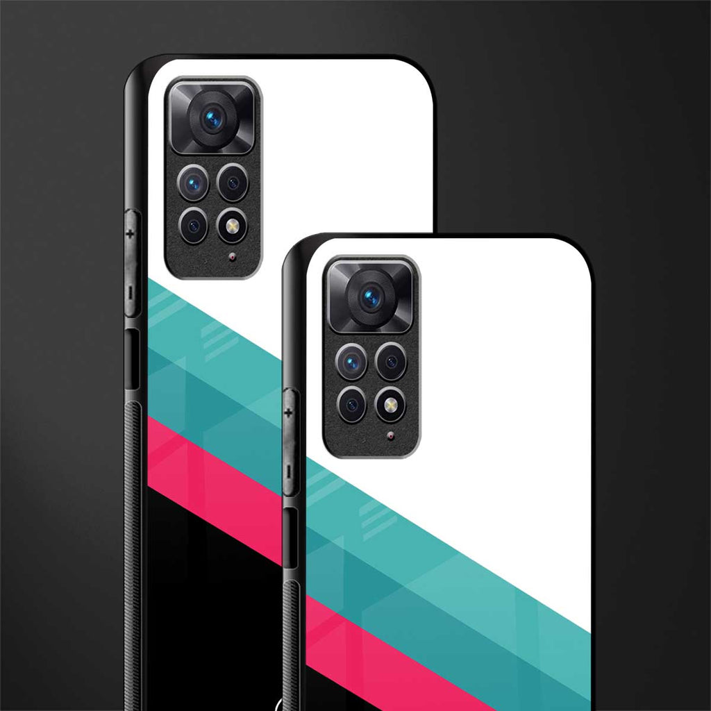 white green red pattern stripes glass case for redmi note 11s image-2