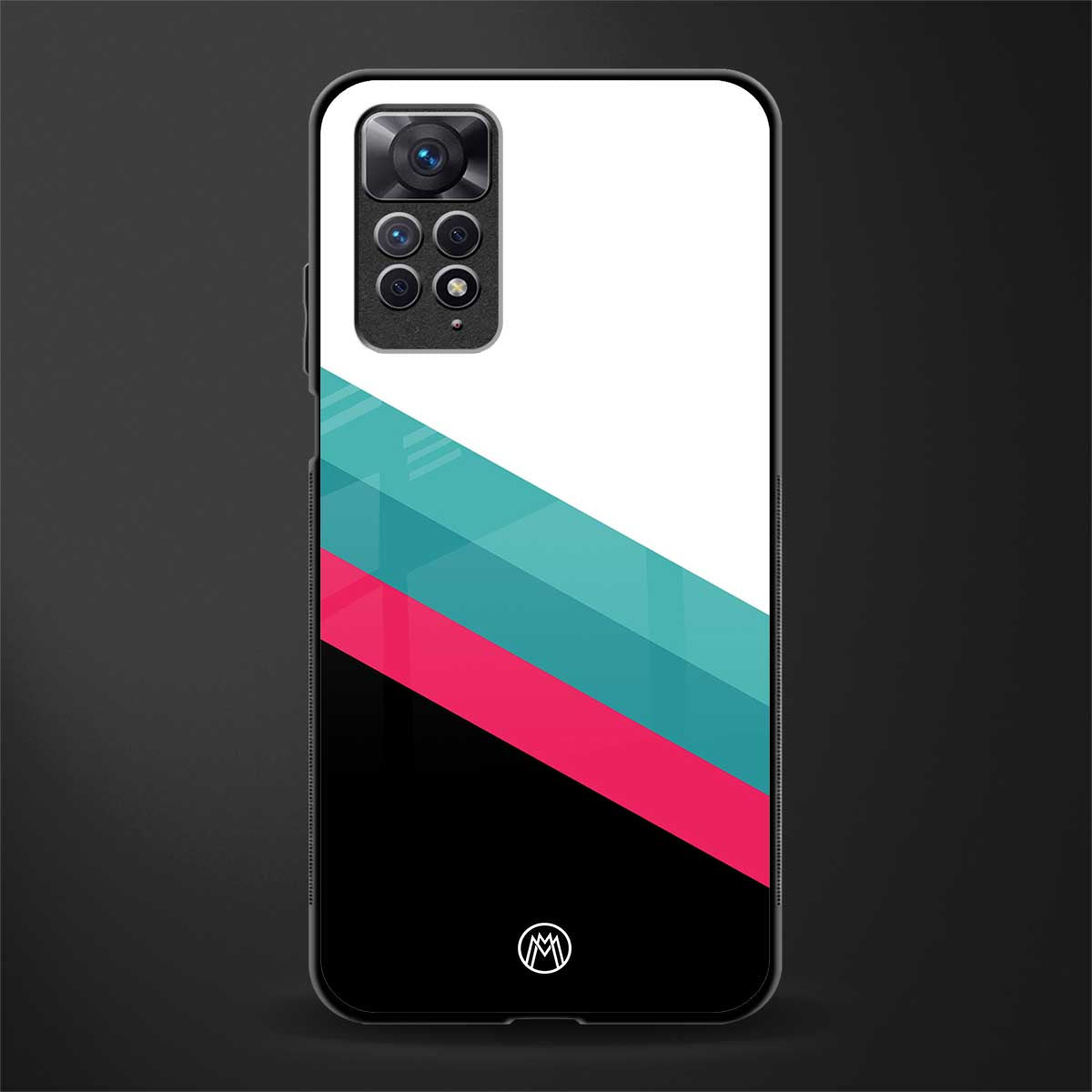 white green red pattern stripes glass case for redmi note 11 image