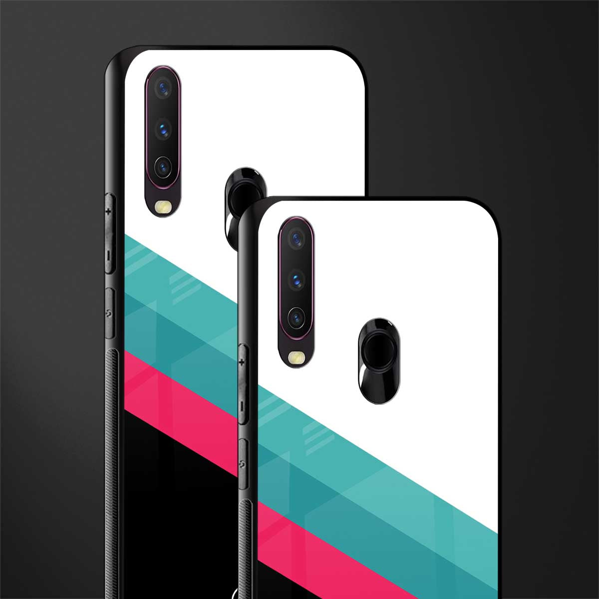 white green red pattern stripes glass case for vivo y15 image-2