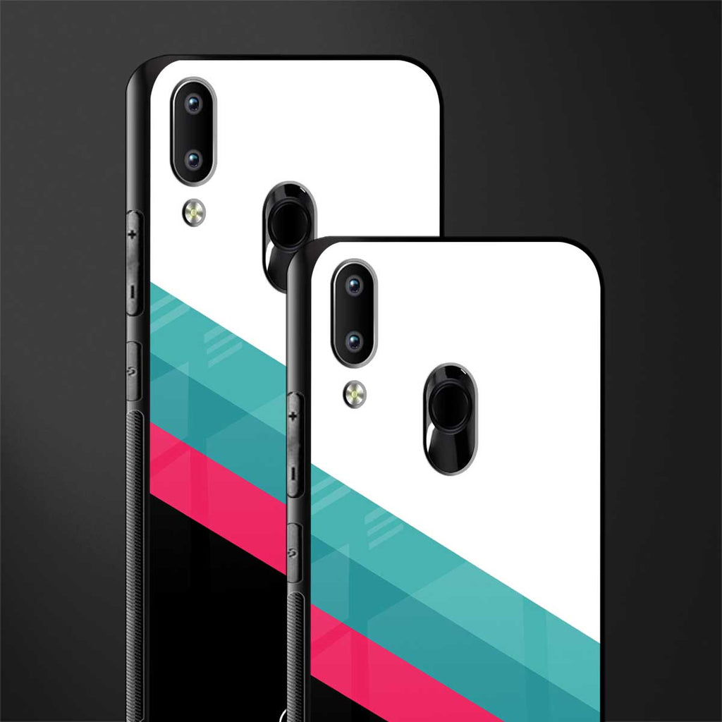white green red pattern stripes glass case for vivo y93 image-2